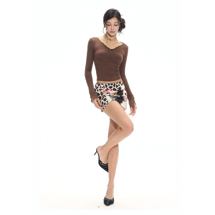 Leopard Print Low-Waist Mini Skirt