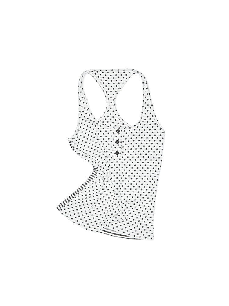 Polka Dot Stripe Double-Sided Tank Top & Pants Set