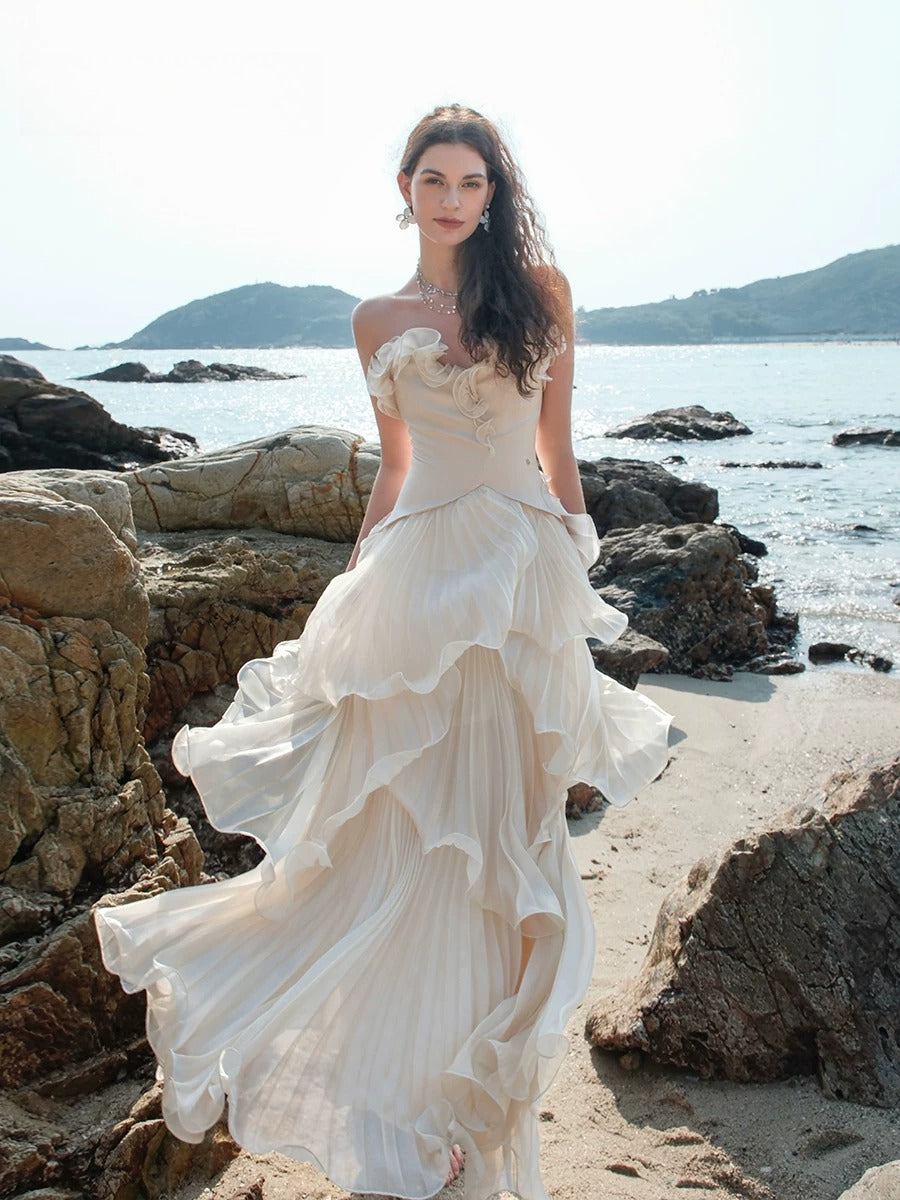 Venetian Pleated Maxi Dress