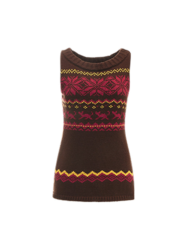 Vintage Jacquard Chunky Knit Vest