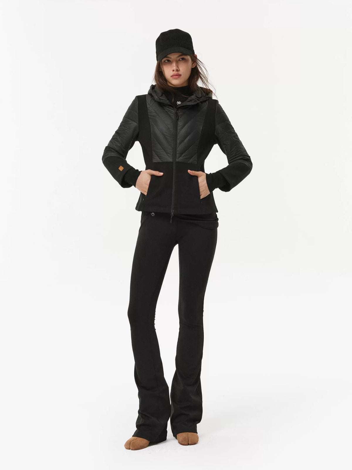 Knit Panel Hooded Down Jacket