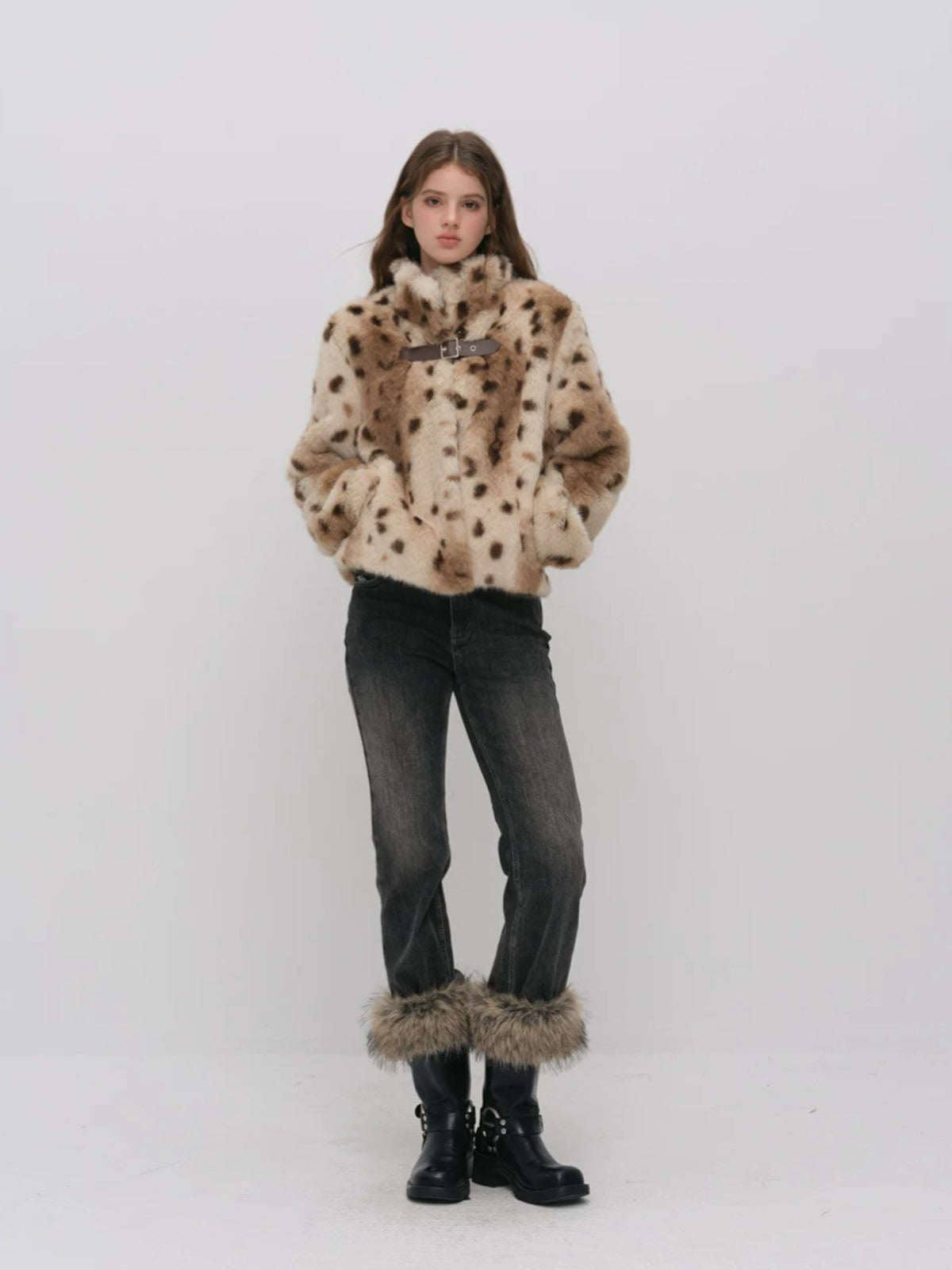 Leopard Print Faux Fur Jacket