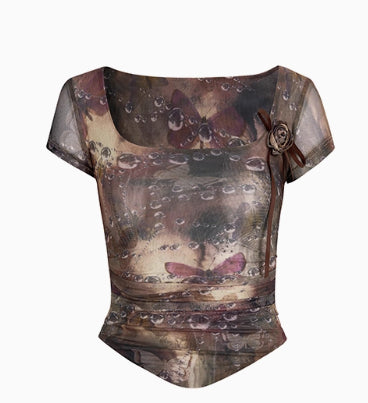 Pink & Yellow & Black Fitted Plaid Square Neck Top