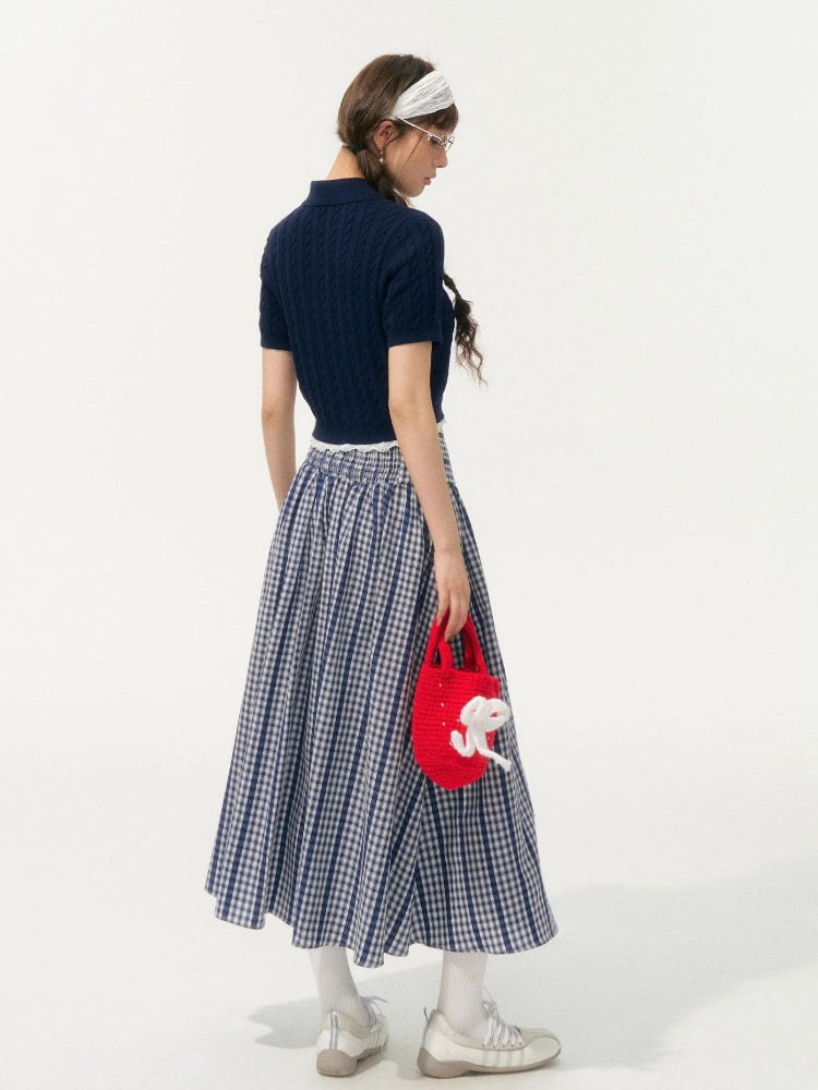 Plaid Mid-Length High-Waisted A-Line Skirt