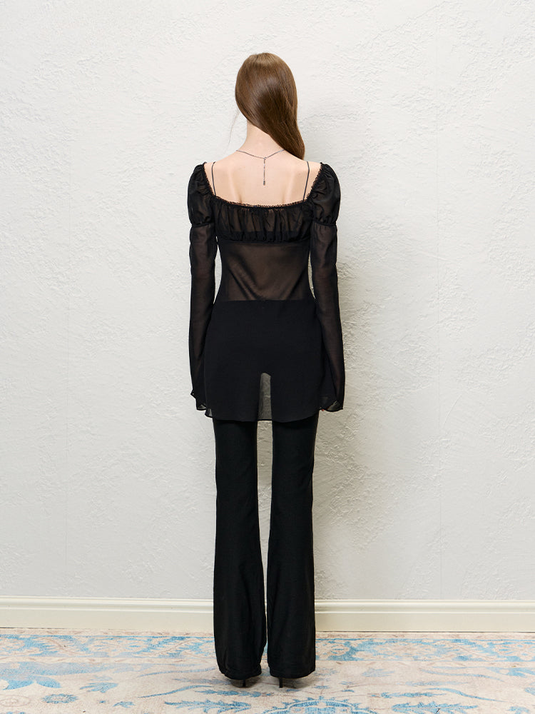 Slim Fit Low Waist Flared Pants
