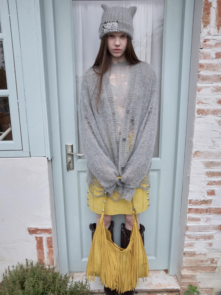 Mohair Star Cutout Cardigan