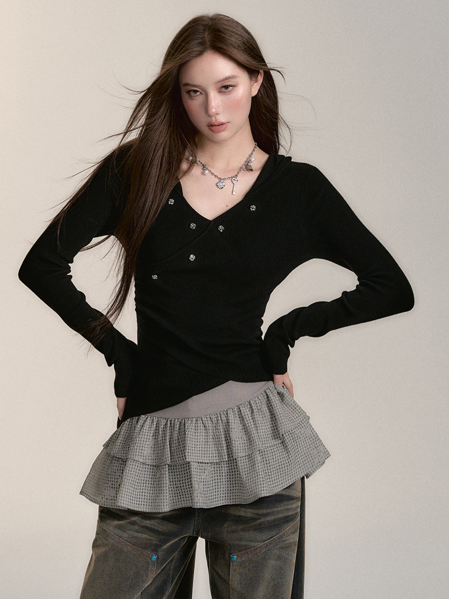 Wool-Blend Hooded Blouse