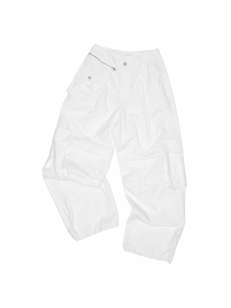 Jacquard Embroidered Multi-pocket Cargo Pants