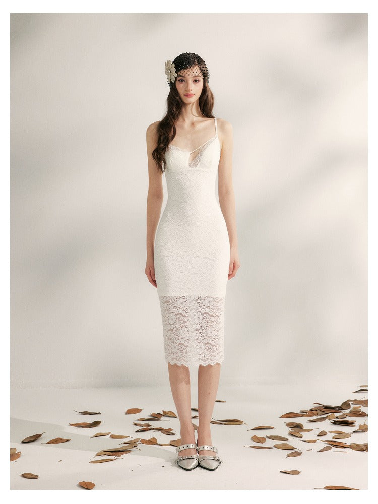 Embroidered Lace Fishtail Dress