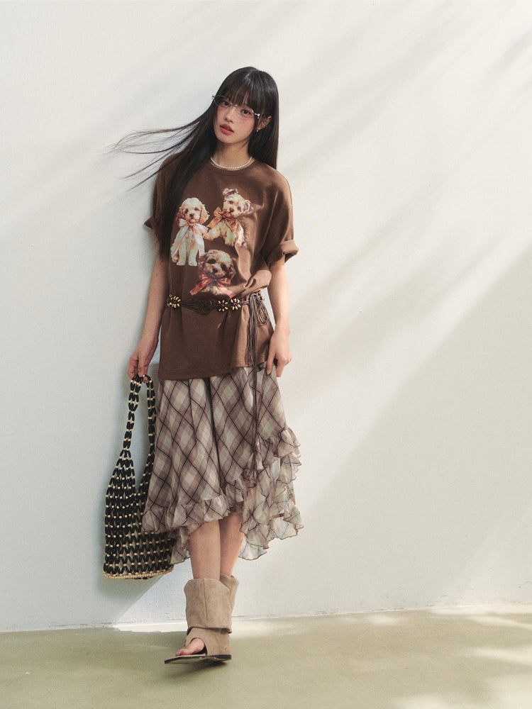 Irregular Ruffle Top & Midi Skirt Set