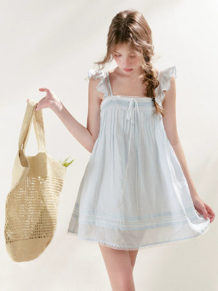 Pleated Lace Holiday Dress