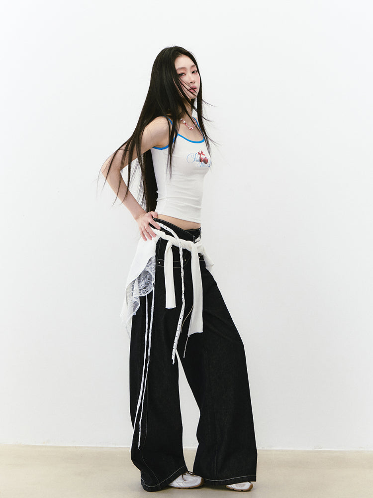 Colorblock Letter Print Cami Top