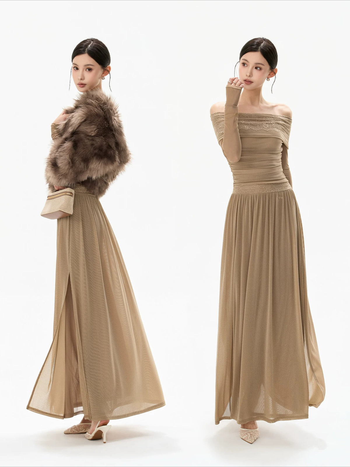 Lace Off Shoulder Maxi Dress
