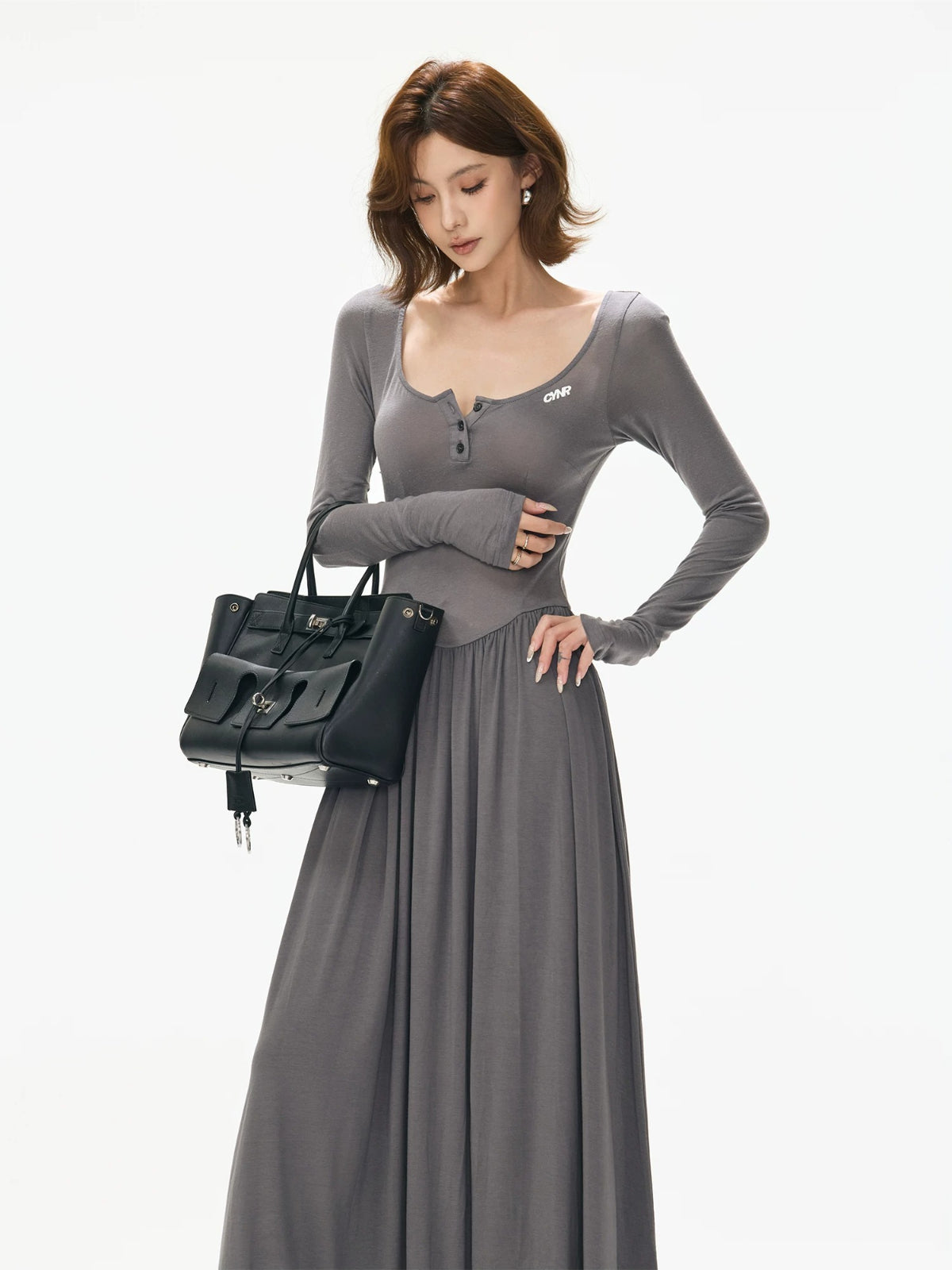 Square Neck Slim Maxi Dress