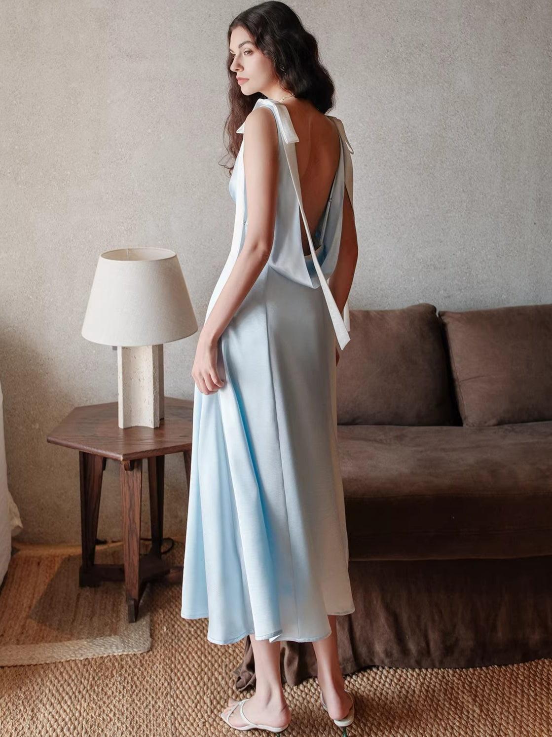 Peggy Satin Halter Dress