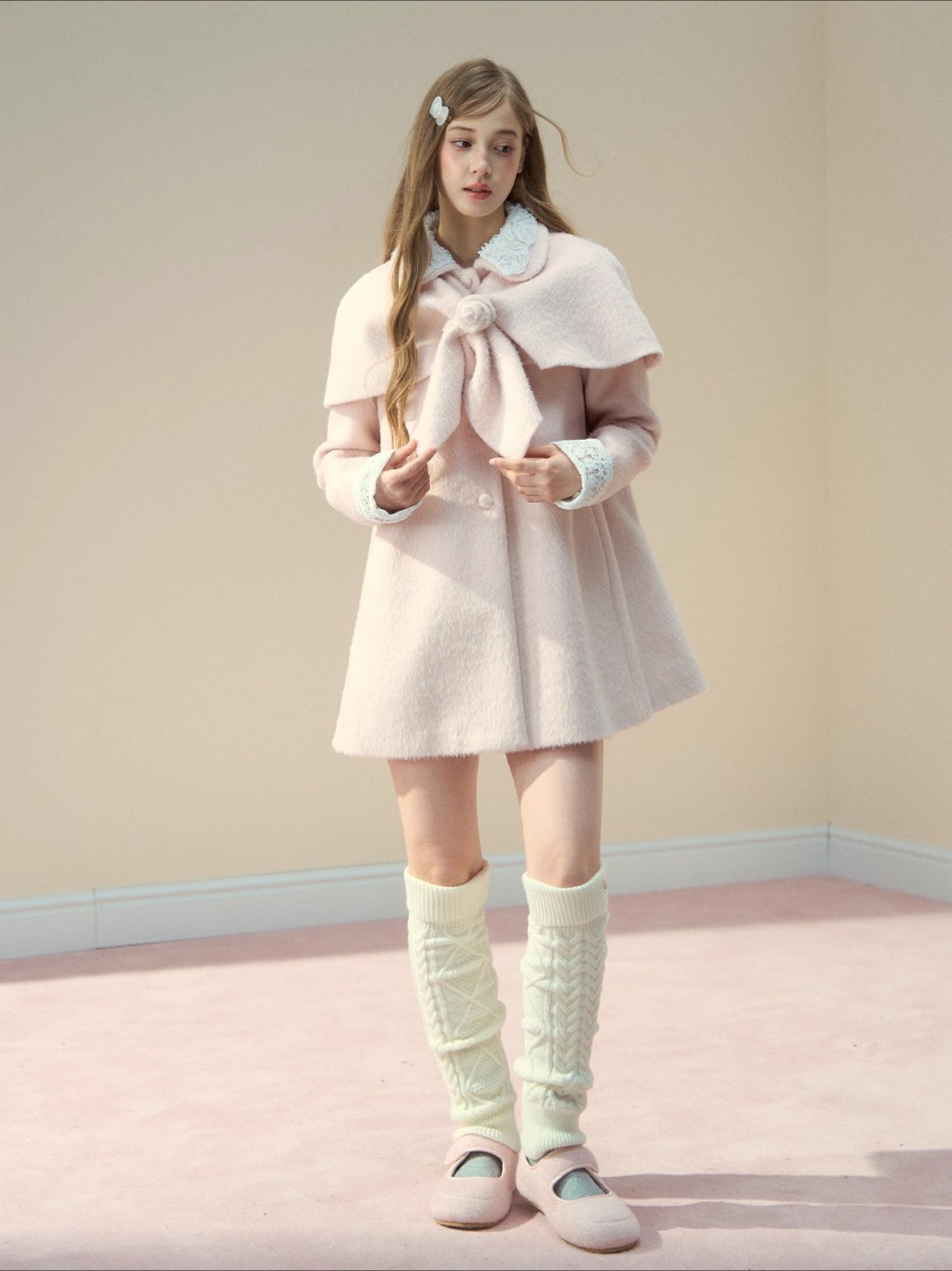 Two-Piece Cape Wool Coat