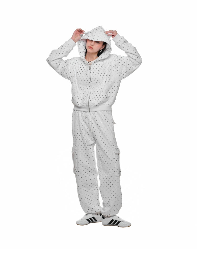 Cat Paw Polka Dot Print Hoodie