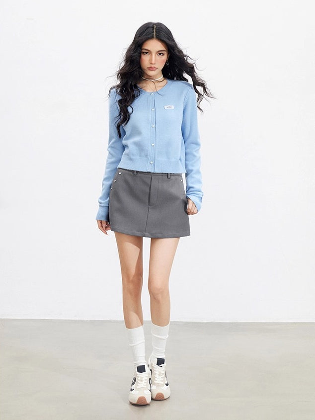 Blue & Yellow Rolled Hem Knit Cardigan