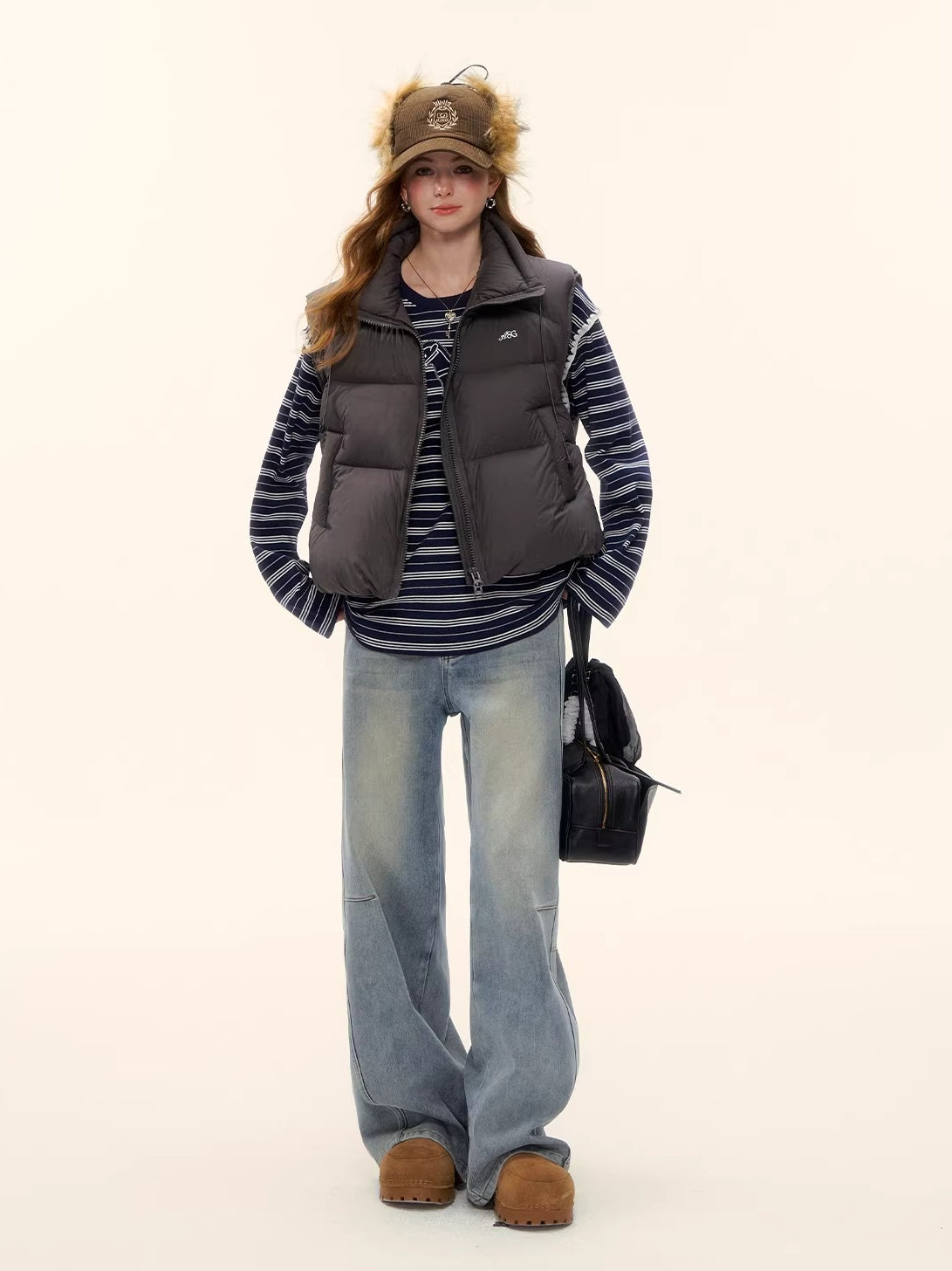 90% Down Puffer Stand-Collar Drawstring Vest