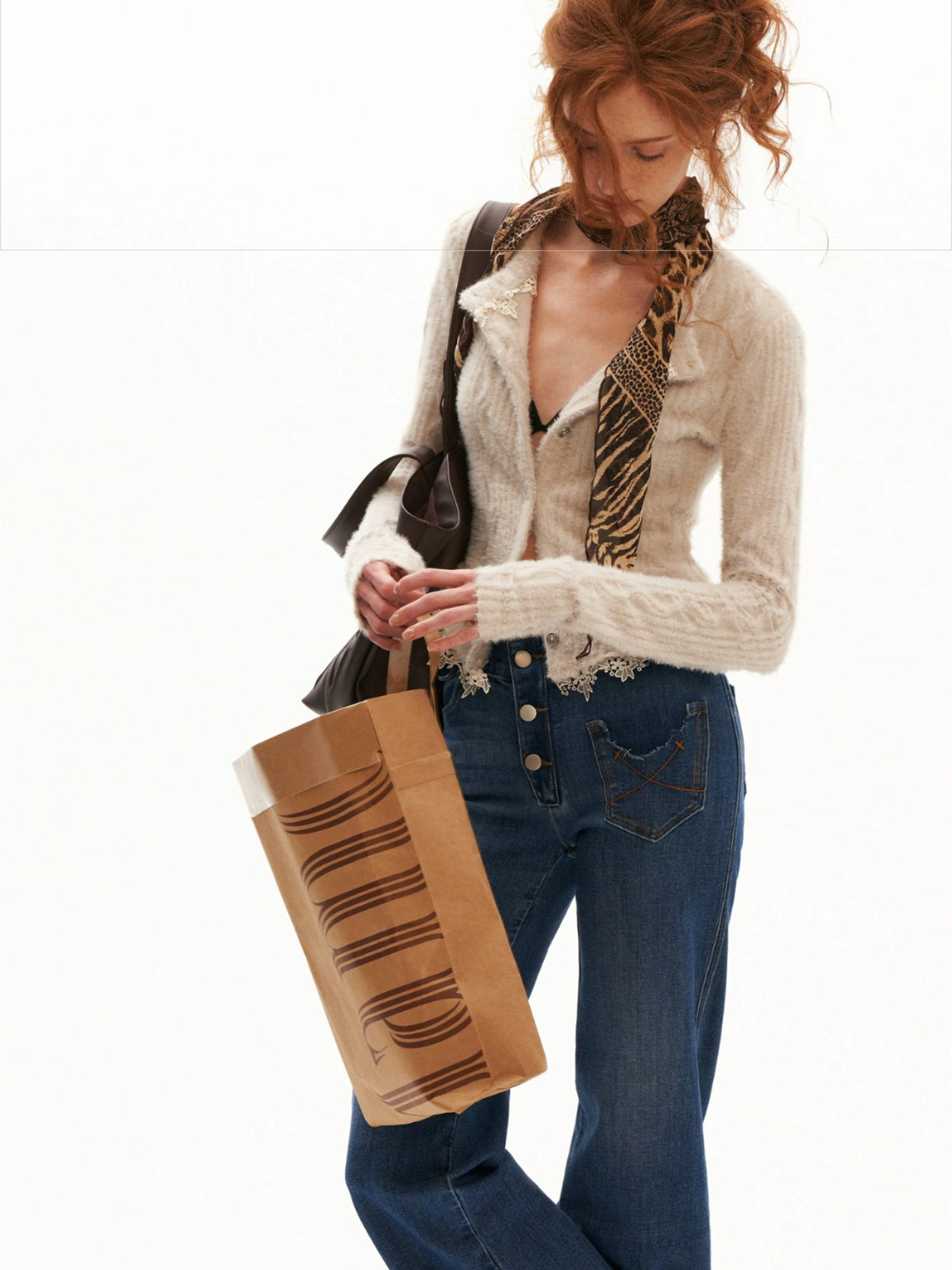 Lace Trim Textured Cropped Cardigan