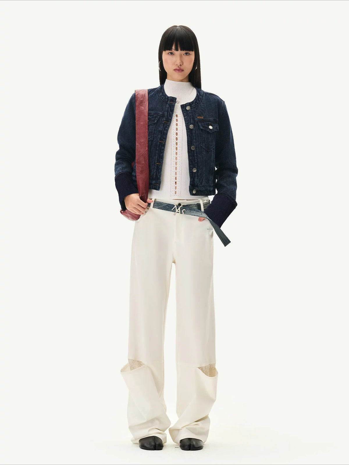 Lace Panel Straight Pants