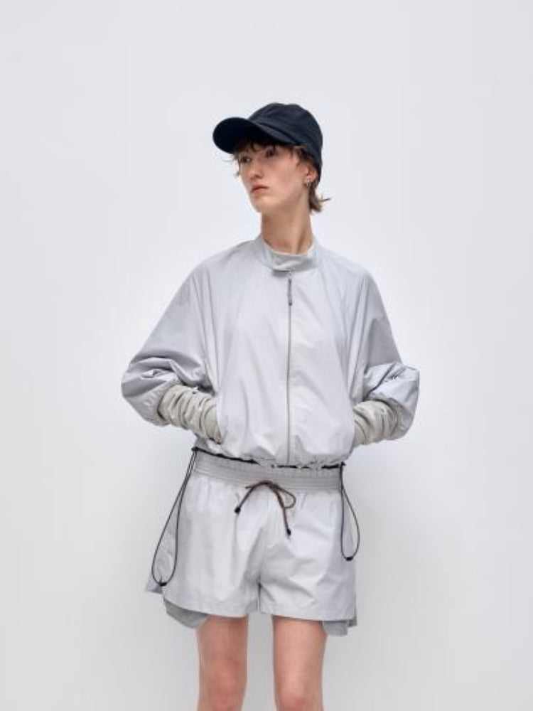 Color Block Outdoor Sports Jacket & Shorts Set