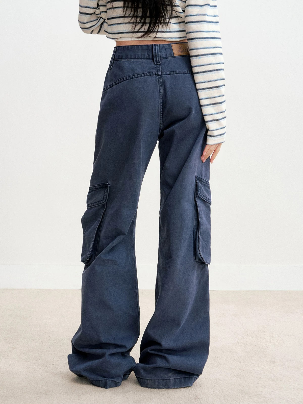 High Waist Cotton Cargo Pants