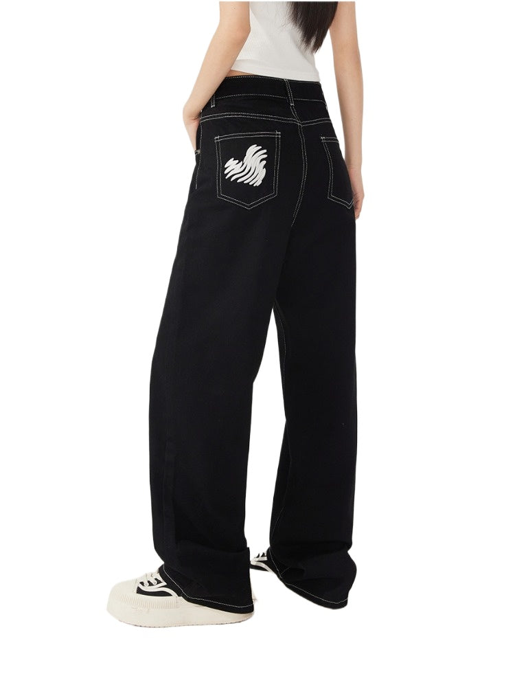 Heart Denim Wide-Leg Pants