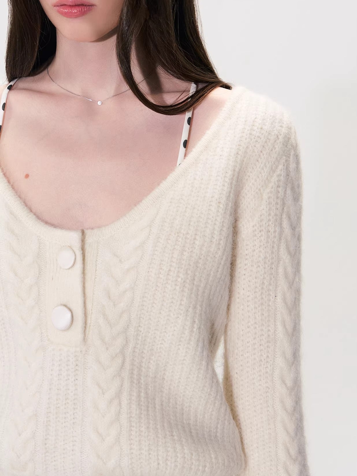 Cable Knit V-Neck Sweater