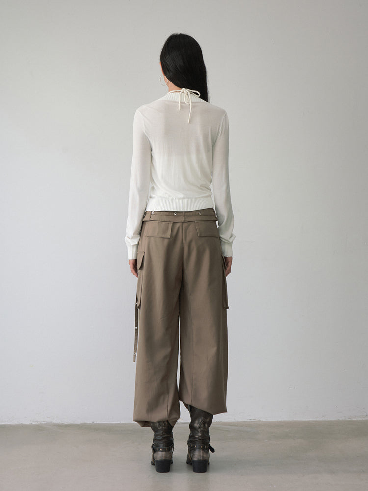 White Single-breasted Knitted Cardigan