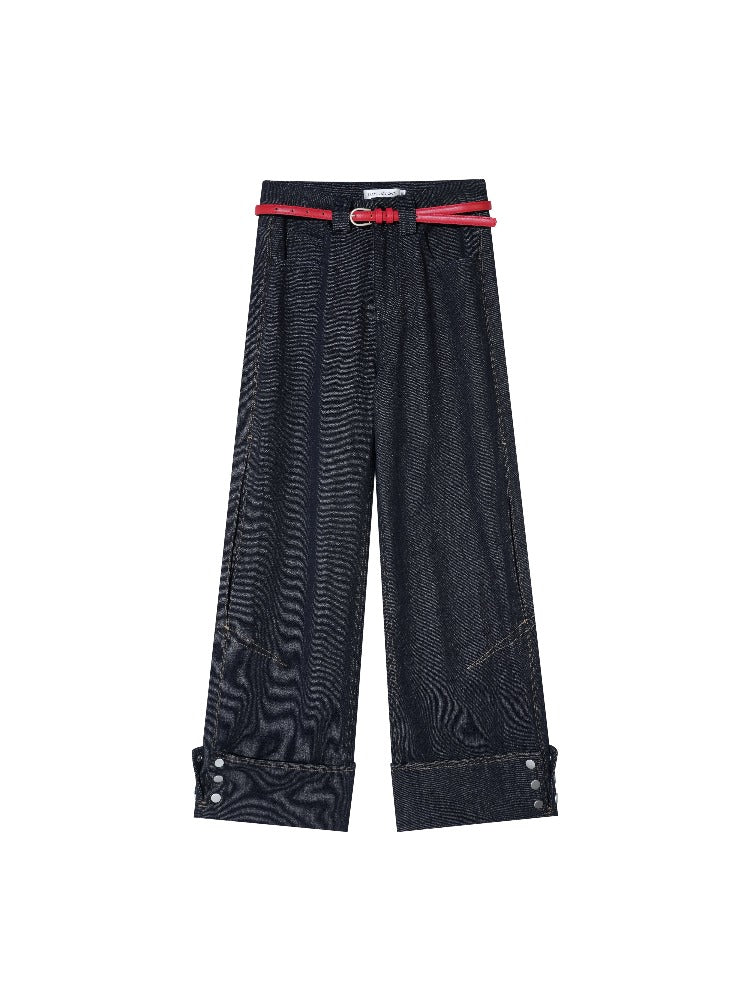 Red Waist Wide-Leg Pants