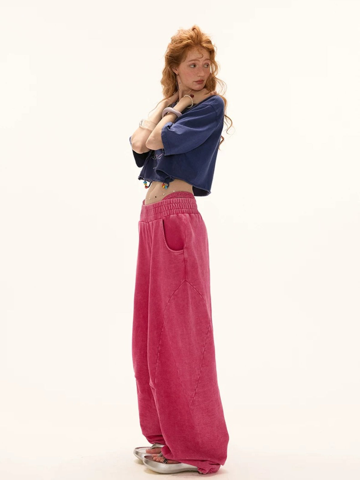 Washed Wide-Leg Casual Sweatpants
