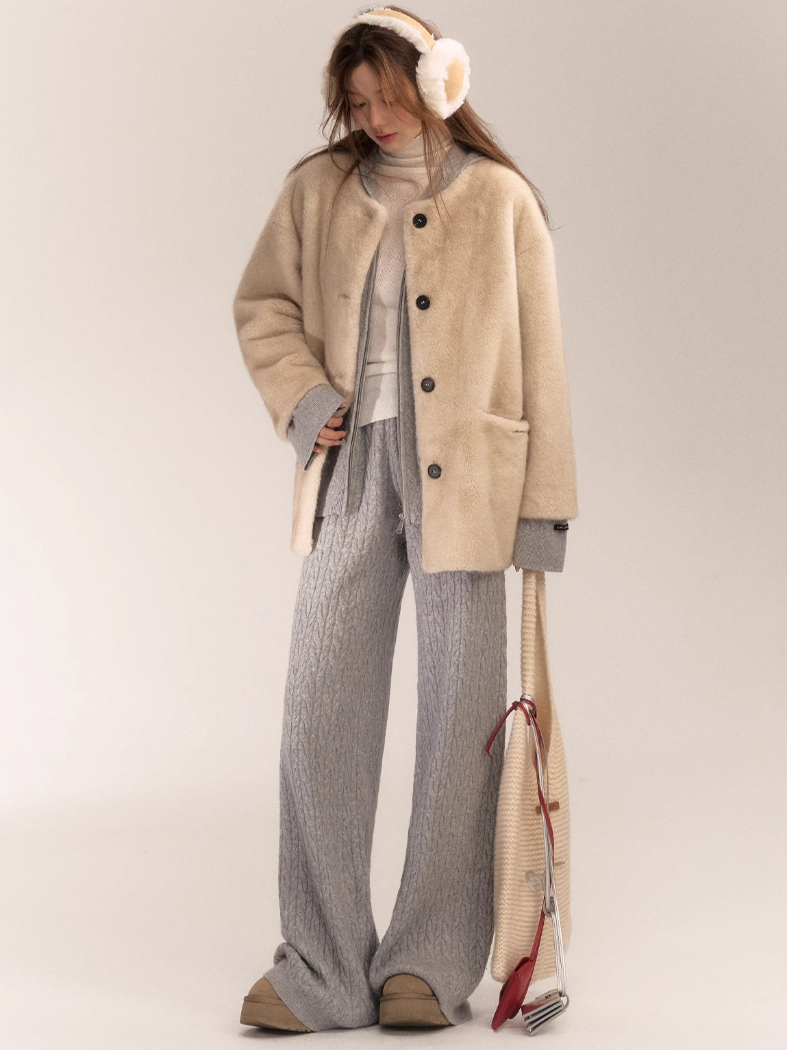 Wool Blend Hooded Knit Cardigan