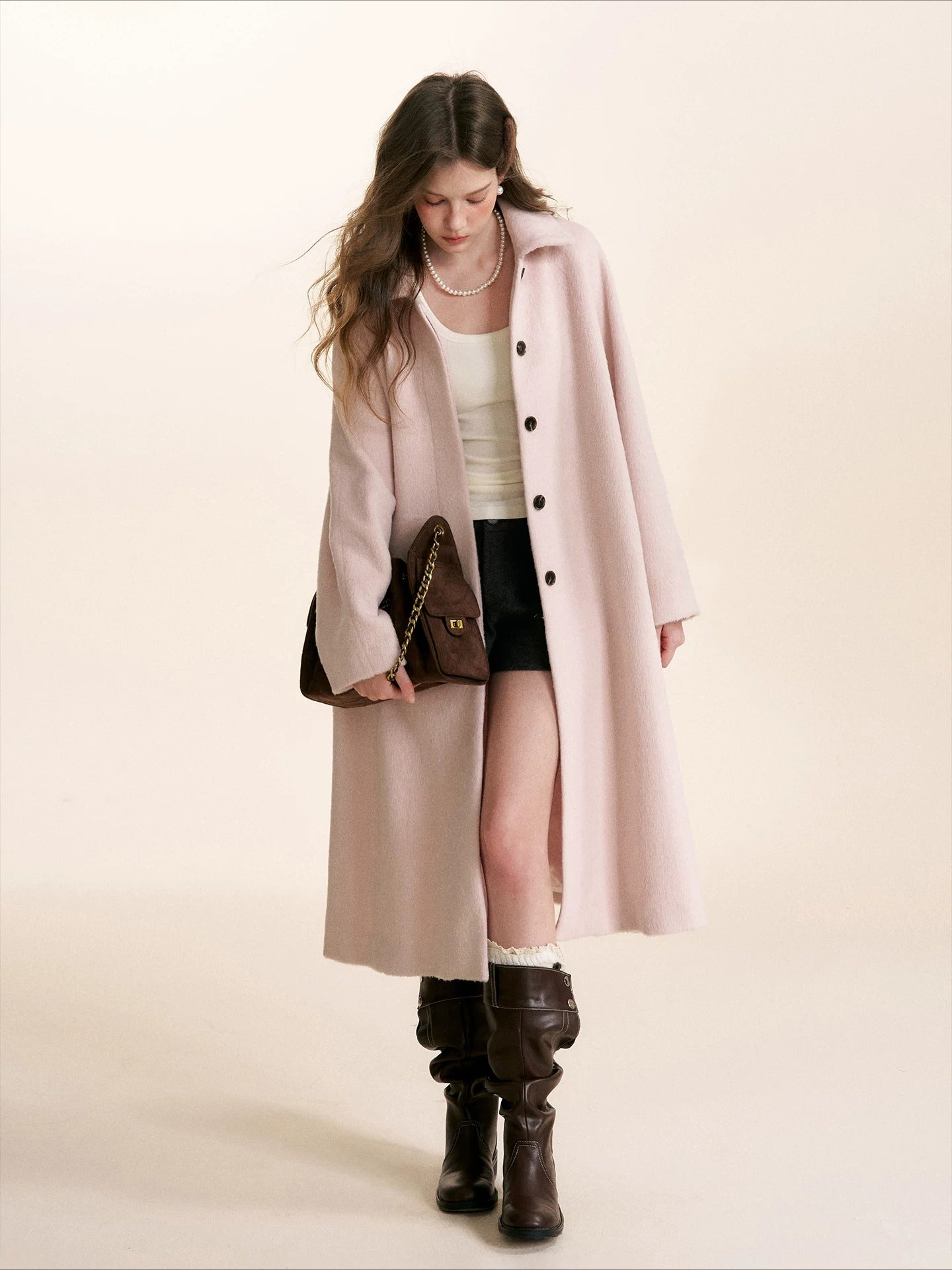 Pink Wool Blend Coat