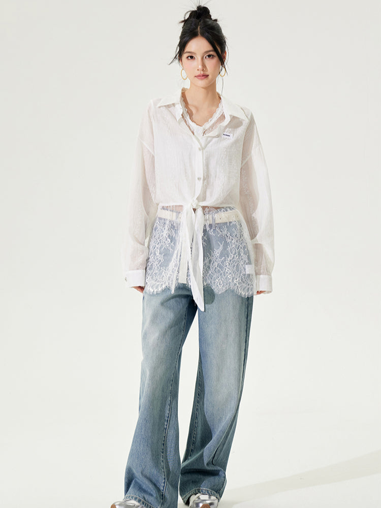 Lace Sunscreen Shirt Set