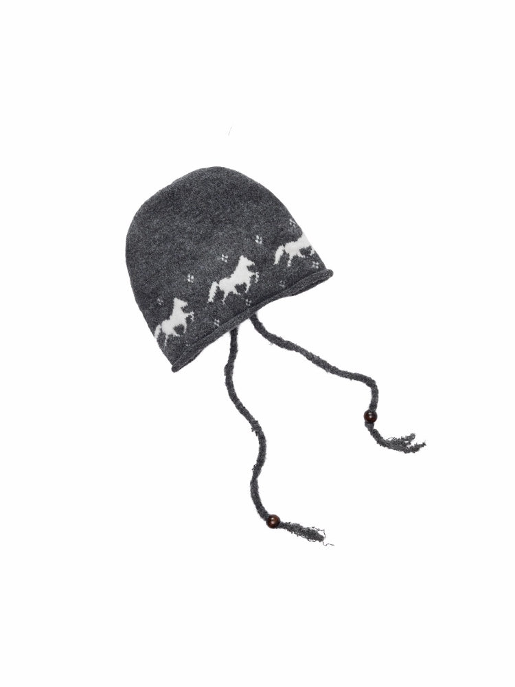 Fair Isle Pony Jacquard Knit Beanie