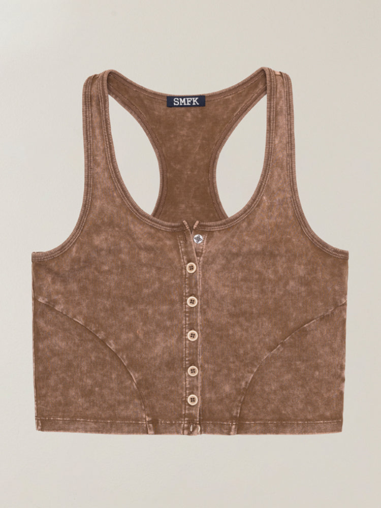 Vintage Hurricane Fade Gym Vest Wild Horse Brown