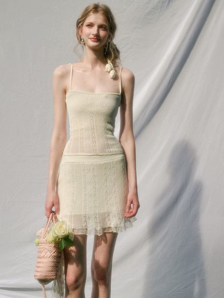 Cool Fabric Knitted Blouse & Skirt Set