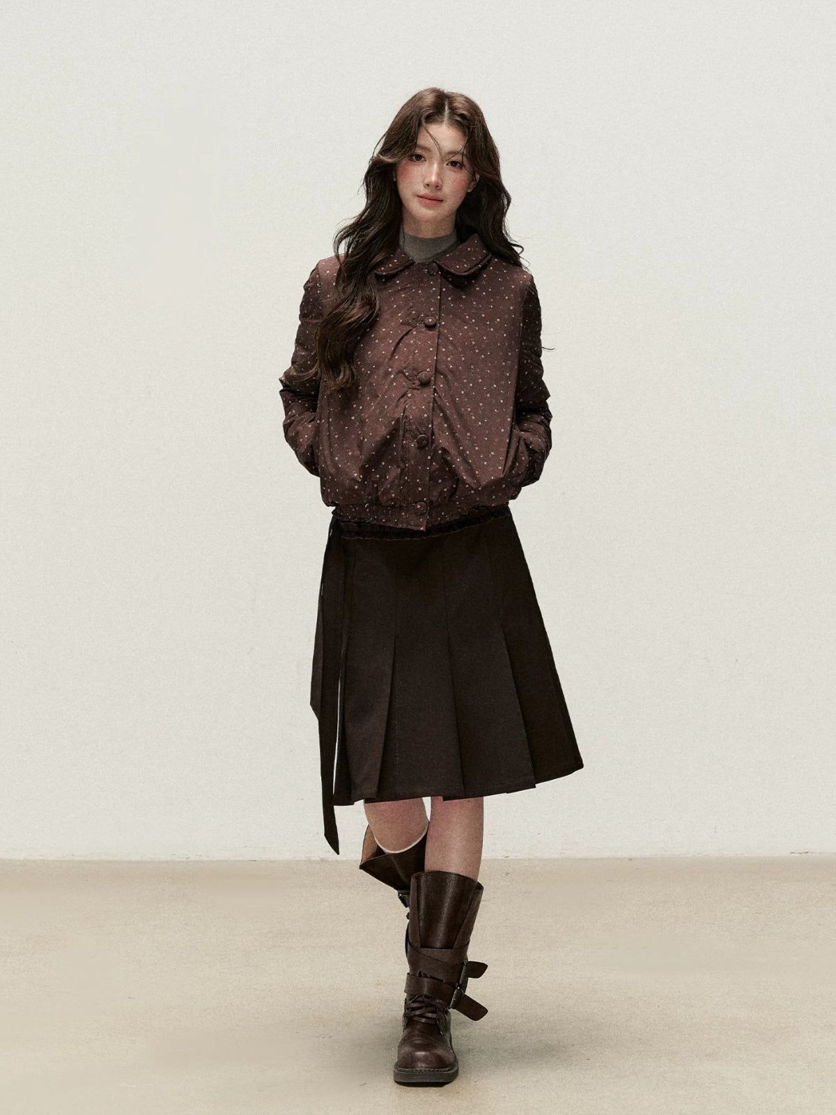 Reversible Floral Peter Pan Collar Down Jacket