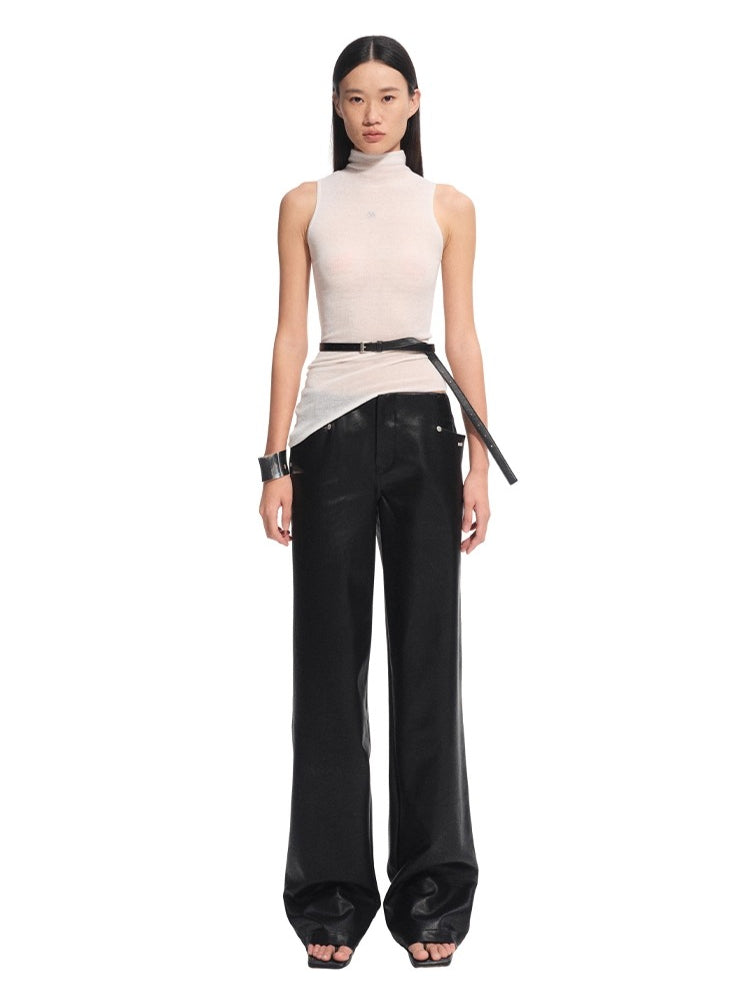 Black Unicorn Matte Leather Pants