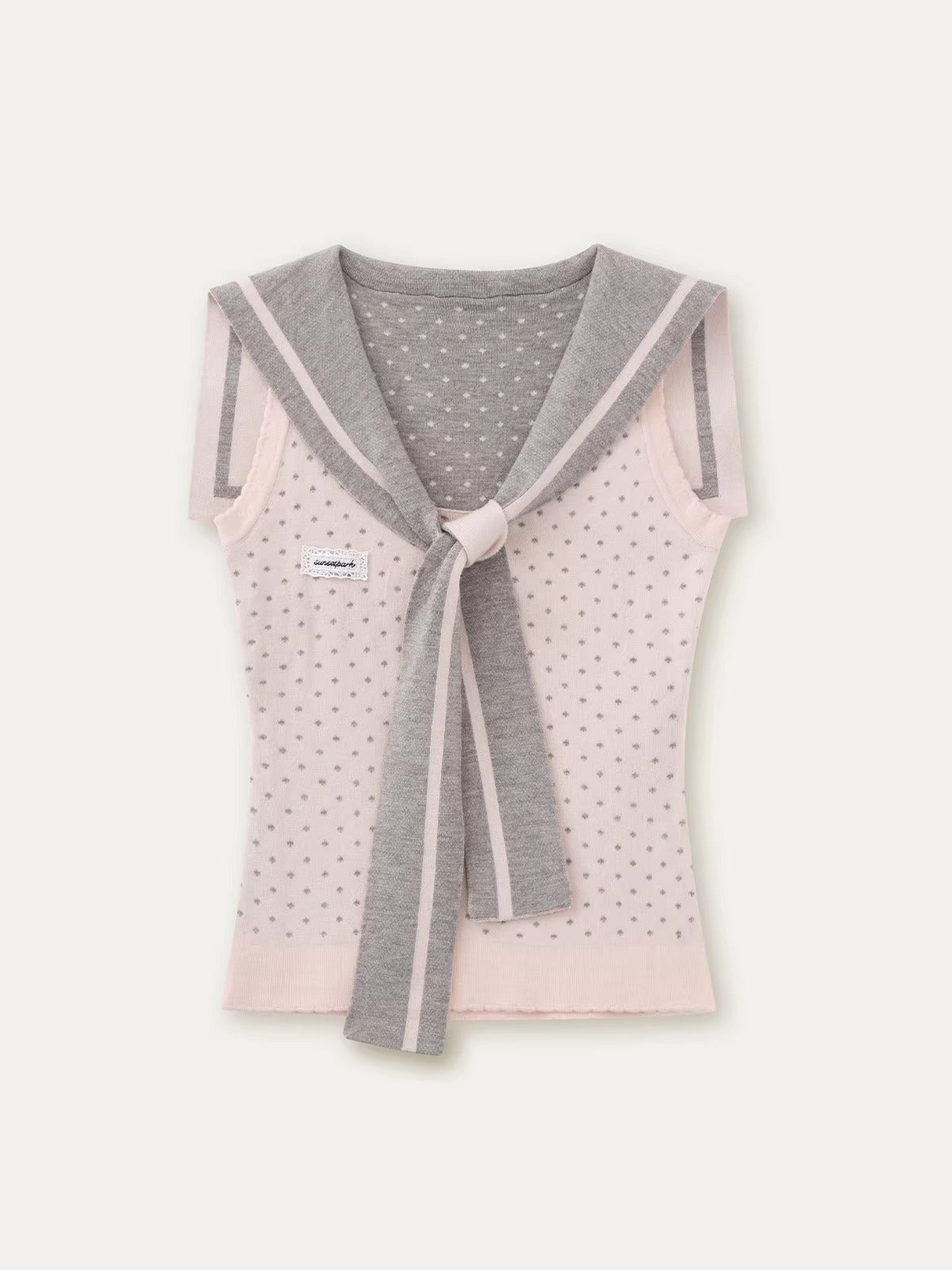 Pink Polka Sailor Knit Top
