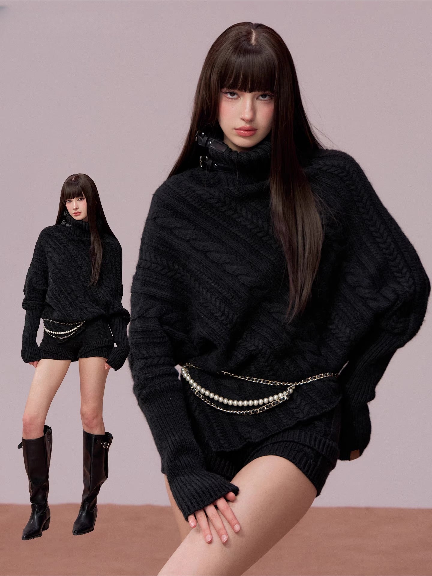 Oversized Cowl Neck Cape Sweater