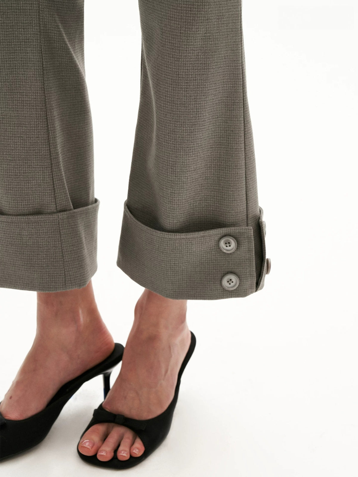 Asymmetric Waist Cropped Flared Suit Pants