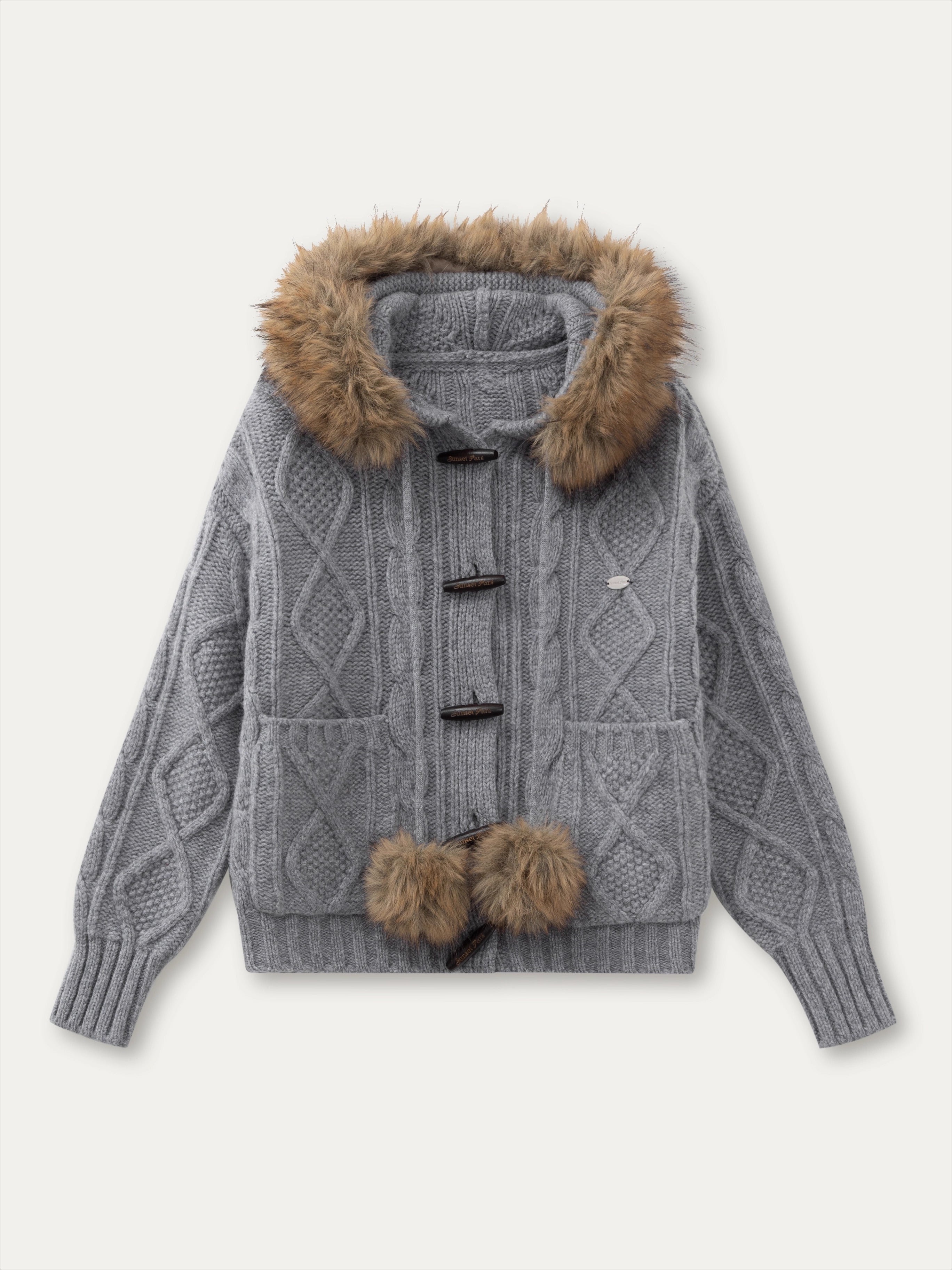 Wool Cable Hooded Sweater