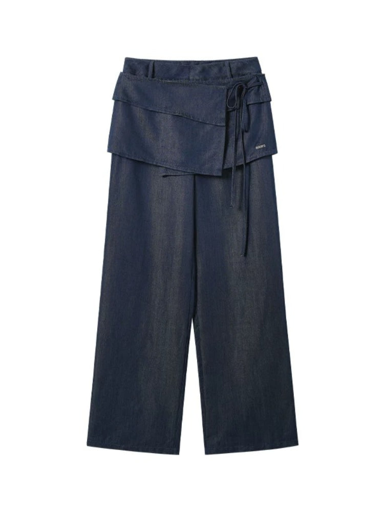Detachable Skirt Denim Pants