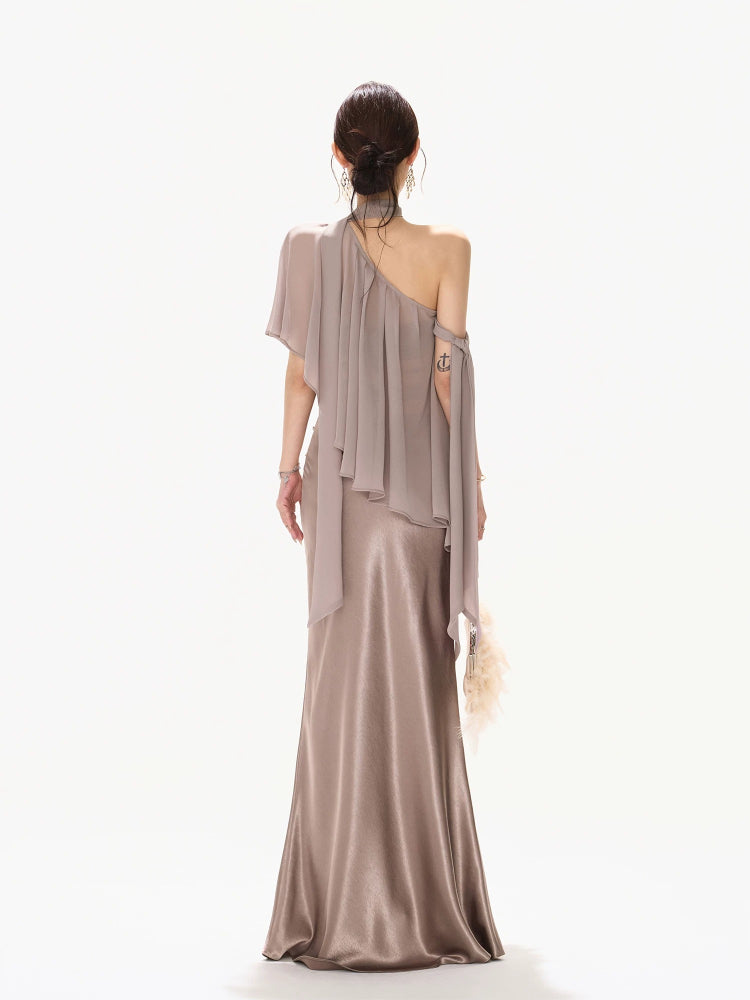 Draped Chiffon Halter Top