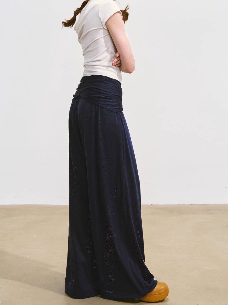 Tie-Waist Flowy Linen Wide-Leg Pants