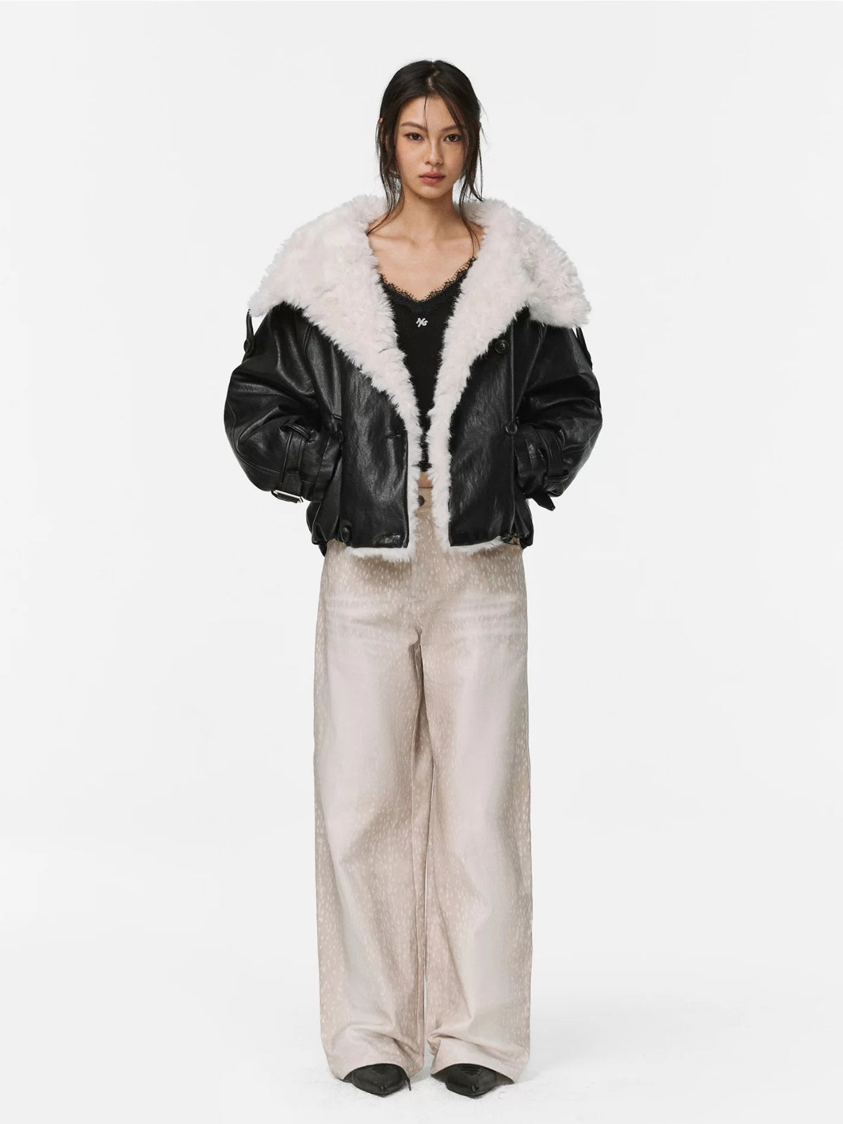 Midnight Fur Collar Leather Jacket