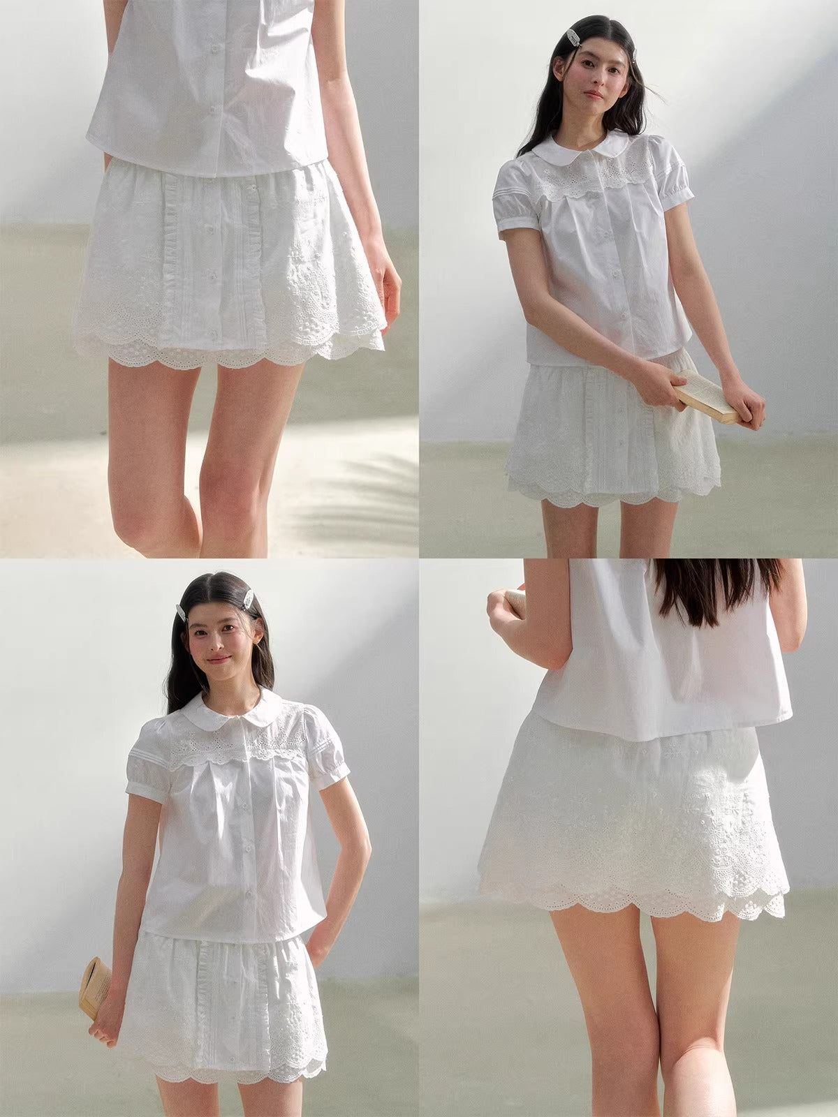 White Embroidered Shirt & Skirt Set