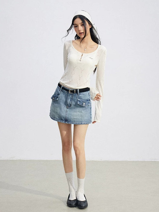 Ice Silk Hollow Knit Top